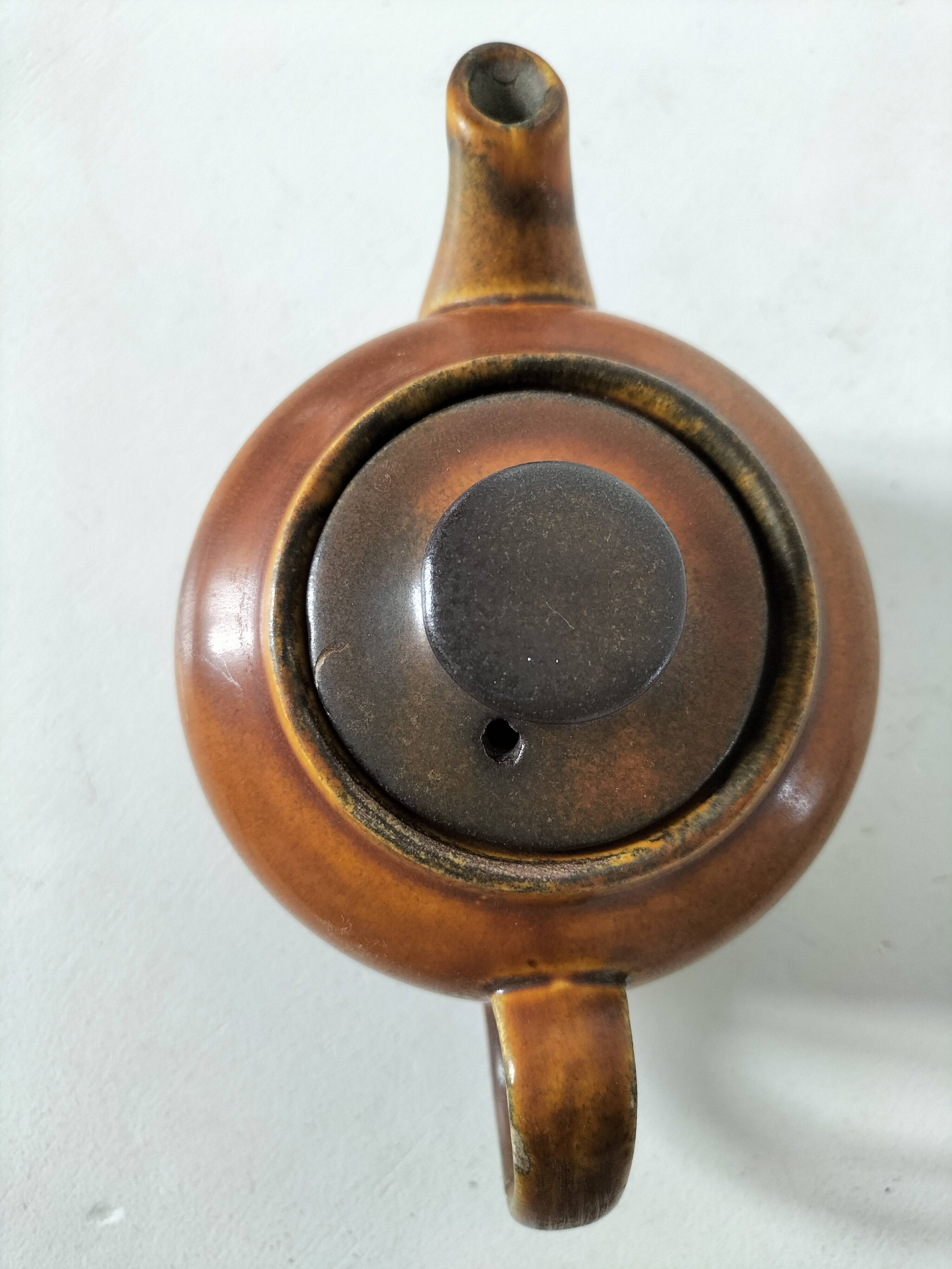 Vintage KW Feuerfest teapot – brown stoneware, 1960s–70s