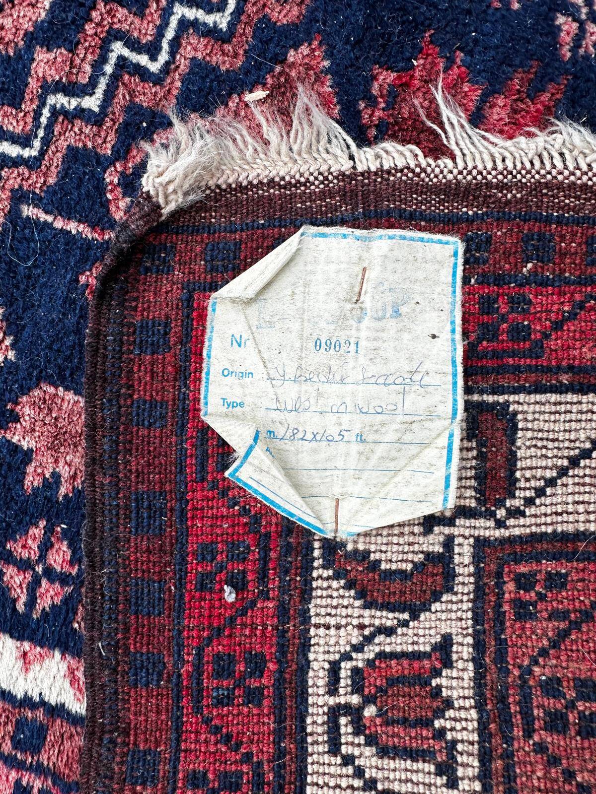 Handmade Afghan rug 190cm x 110cm