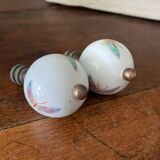 pair of antique painted porcelain knob handles