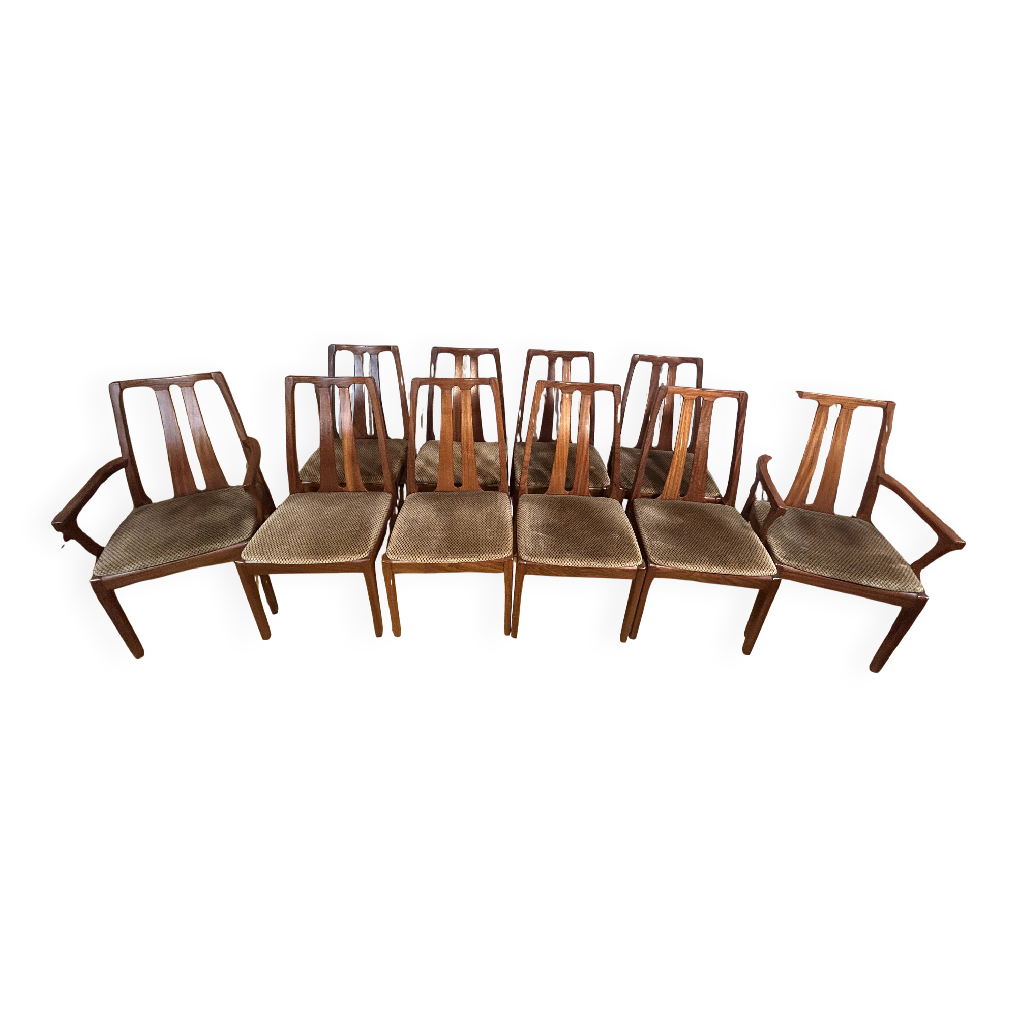 Set of 10 Mid-Century Retro Vintage Teak Afromosia Dining Chairs by Nathan