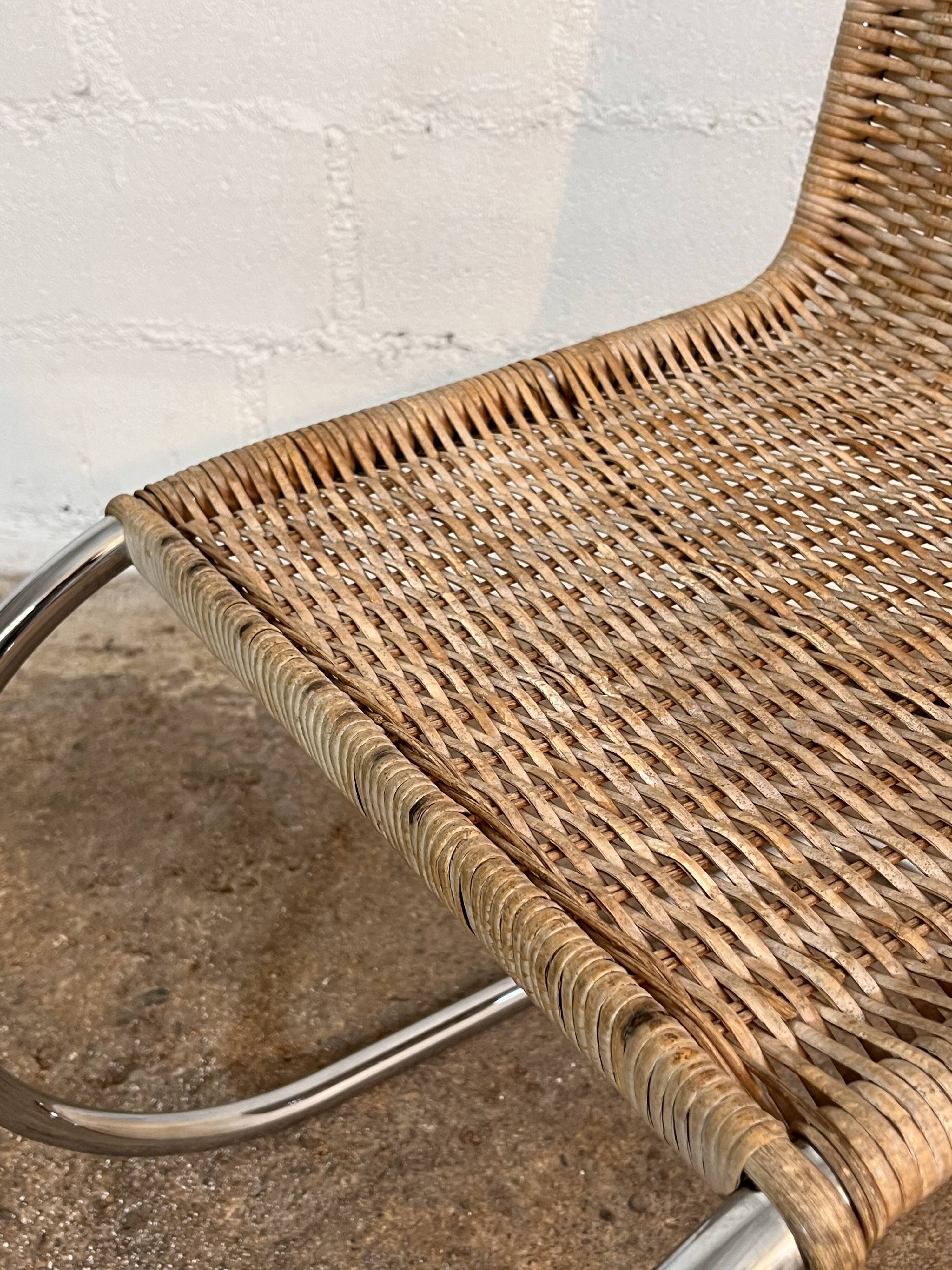 Set of 4 mr10 rattan chairs by mies van der rohe