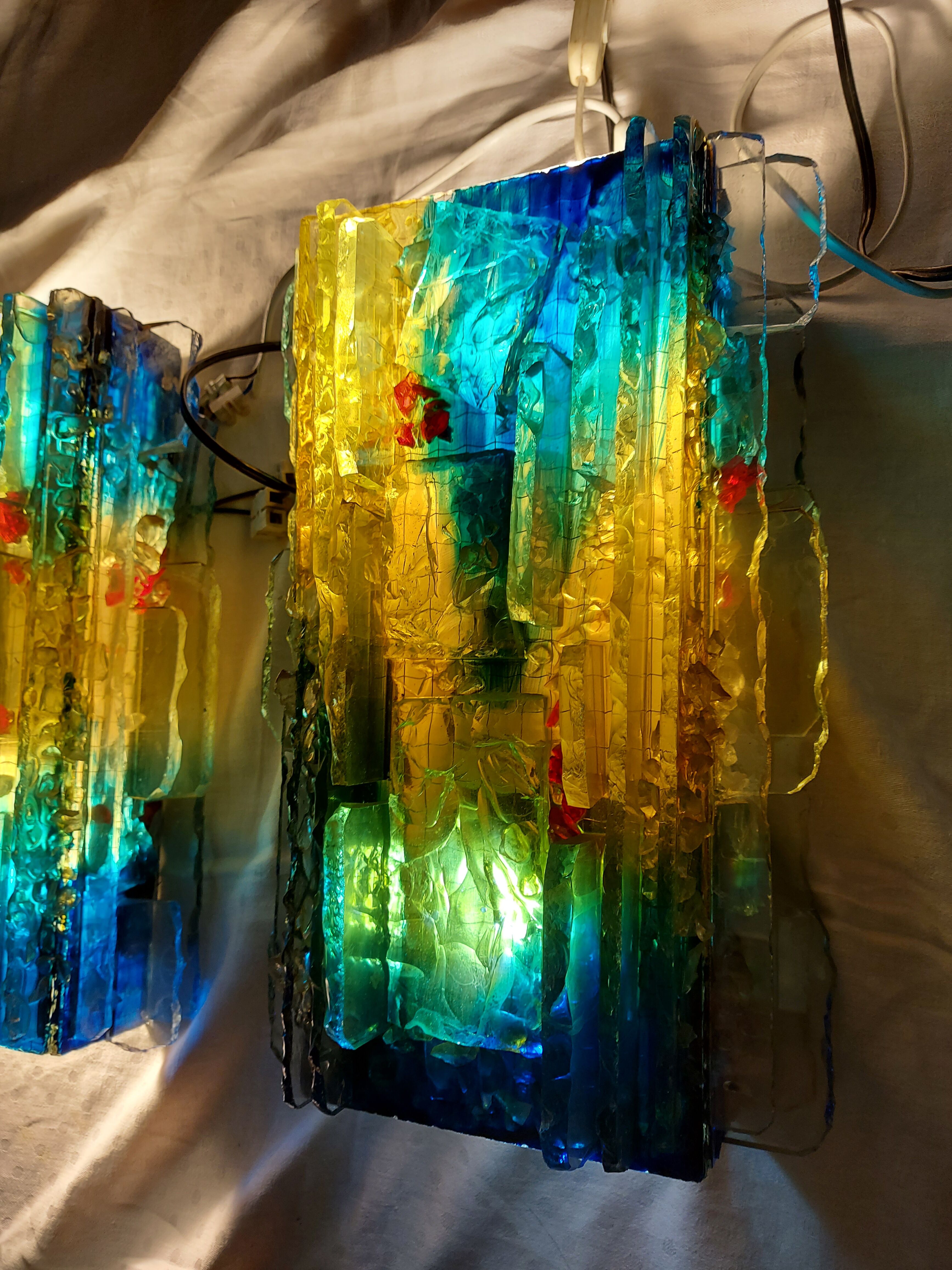 Pair of raak glass appliques, Willem Van Oyen, Chartres model