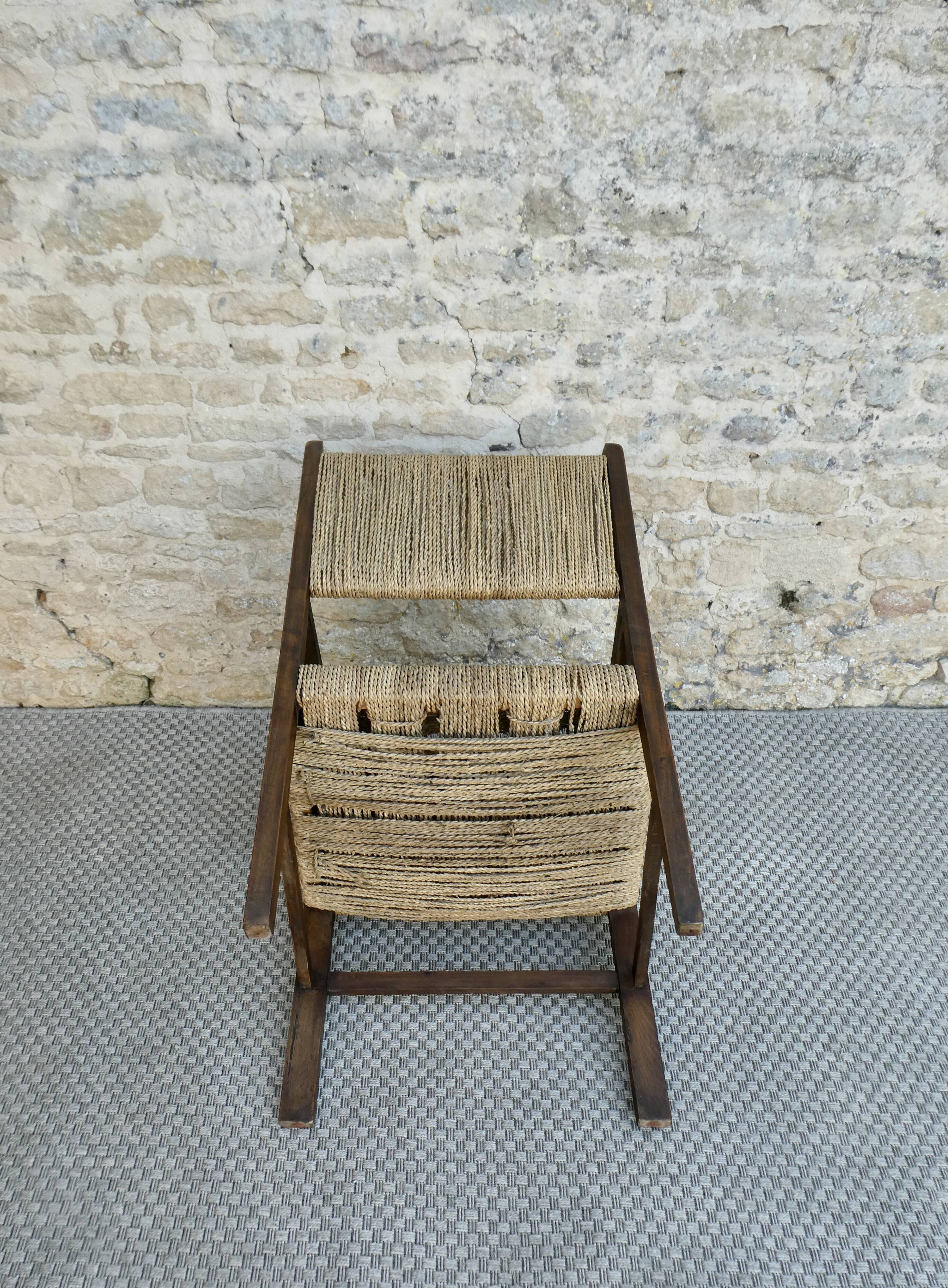 Fauteuil en bois et corde vers 1950