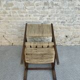 Fauteuil en bois et corde vers 1950