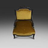 French Empire style  Black Wood and Velvet Armchair, 1850s