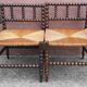 Pair of corner chairs or armchairs "fireplace corner" (Straw seat)