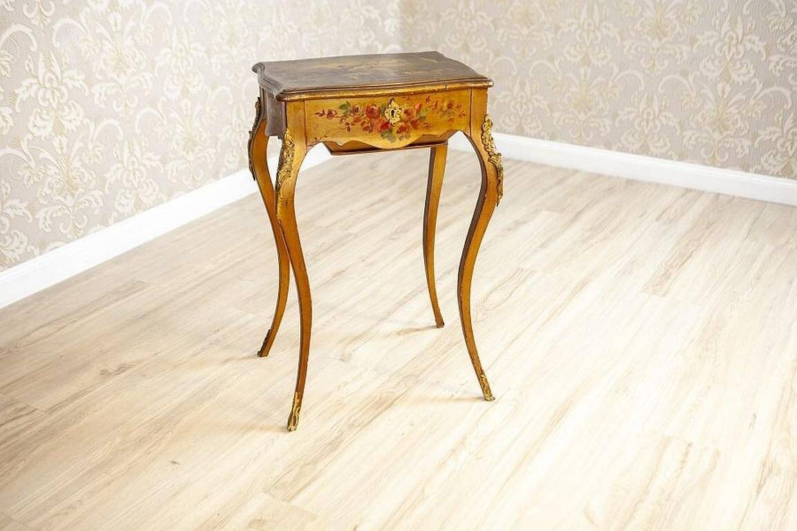 Mahogany Sewing Table with Brass Details, 1890s