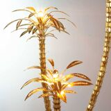 Exquisite Italian Golden Palm Tree Floor Lamp with 3 Sparkling Branches 70s