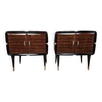 Mid century bedside tables in mahogany with glass top