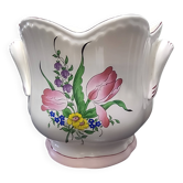 cache-pot vintage lunéville k&g france décor fleurs