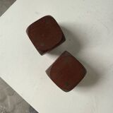Pair of 1960s teak and brass "dice" candlesticks