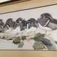 Painting of birds "the Bachelors" by Art Lamay. Impression of birds. Wooden frame and gilded edging