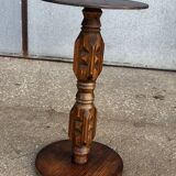 1930s carved wooden side table - oak and pine