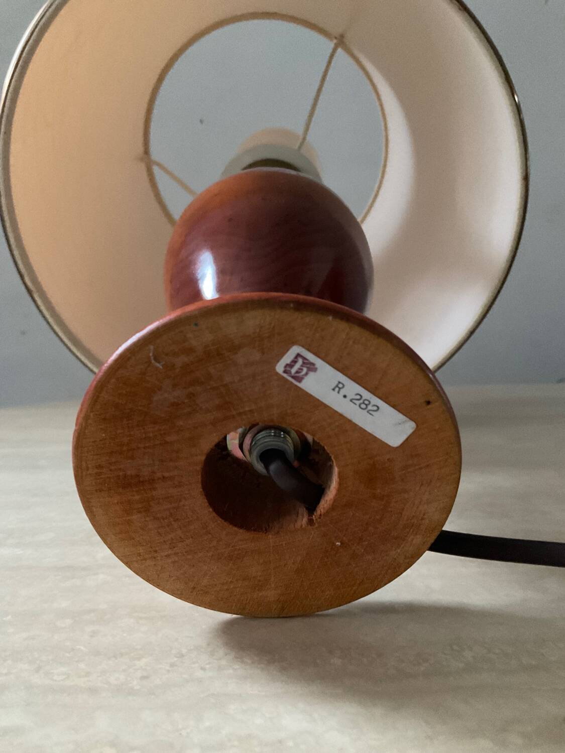 Le Dauphin house lamp in wood and brass from the 70s-80s