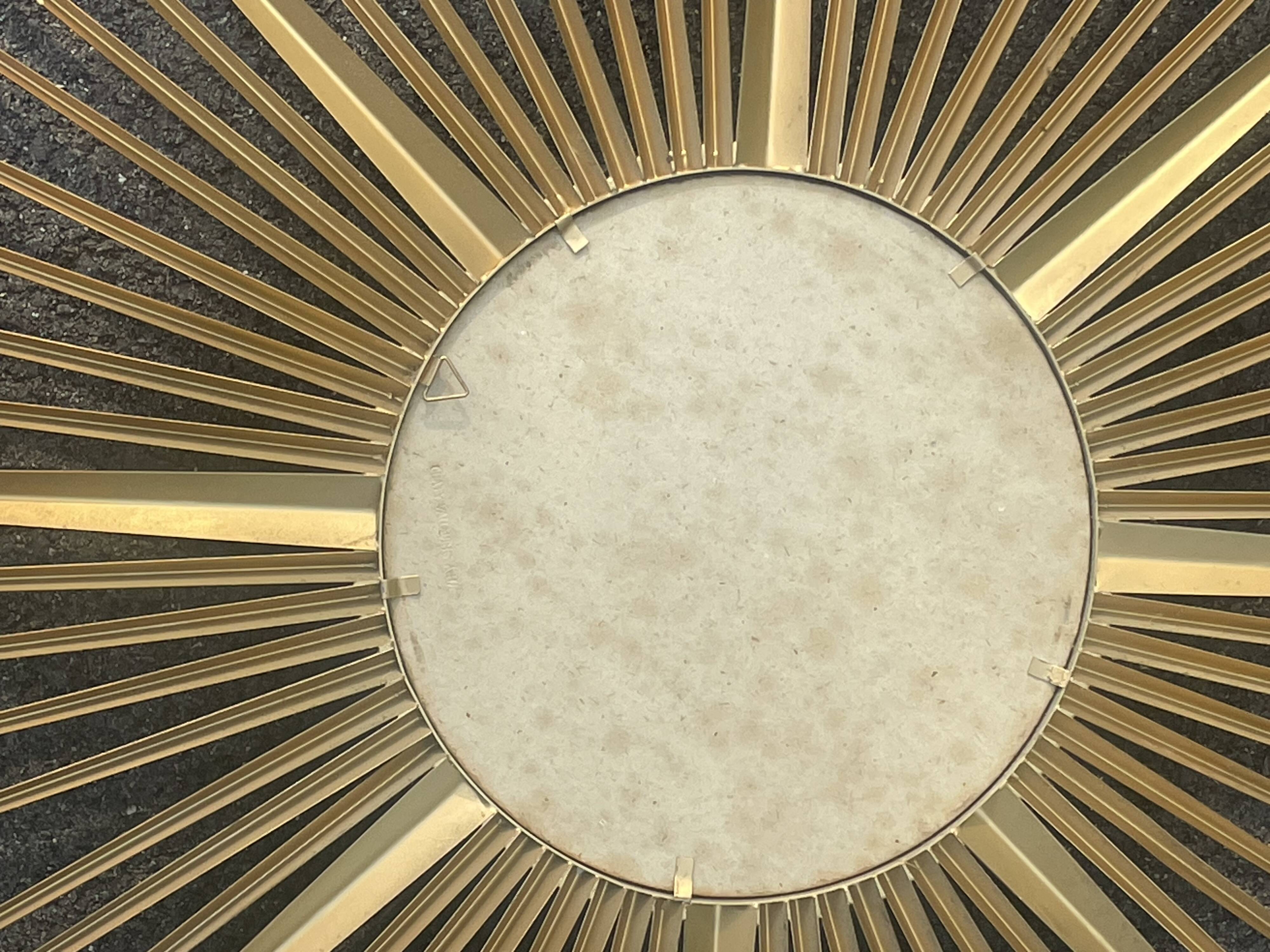 Large vintage metal mirror sun chaty Vallauris Ø 90 cm