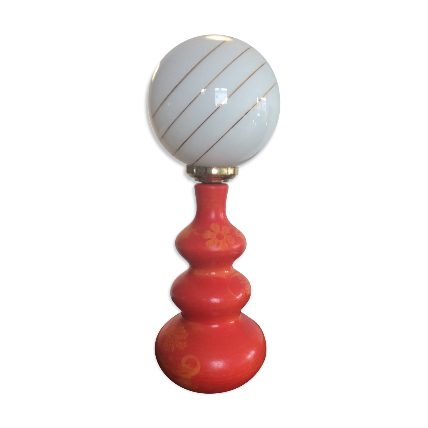 Lampe vintage en céramique et opaline années 60-70