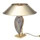 Vintage 20thc agate & brass table lamp by willy daro, belgium c.1970