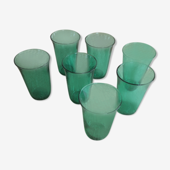 Série de 7 verres verts