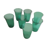 Series of 7 green glasses