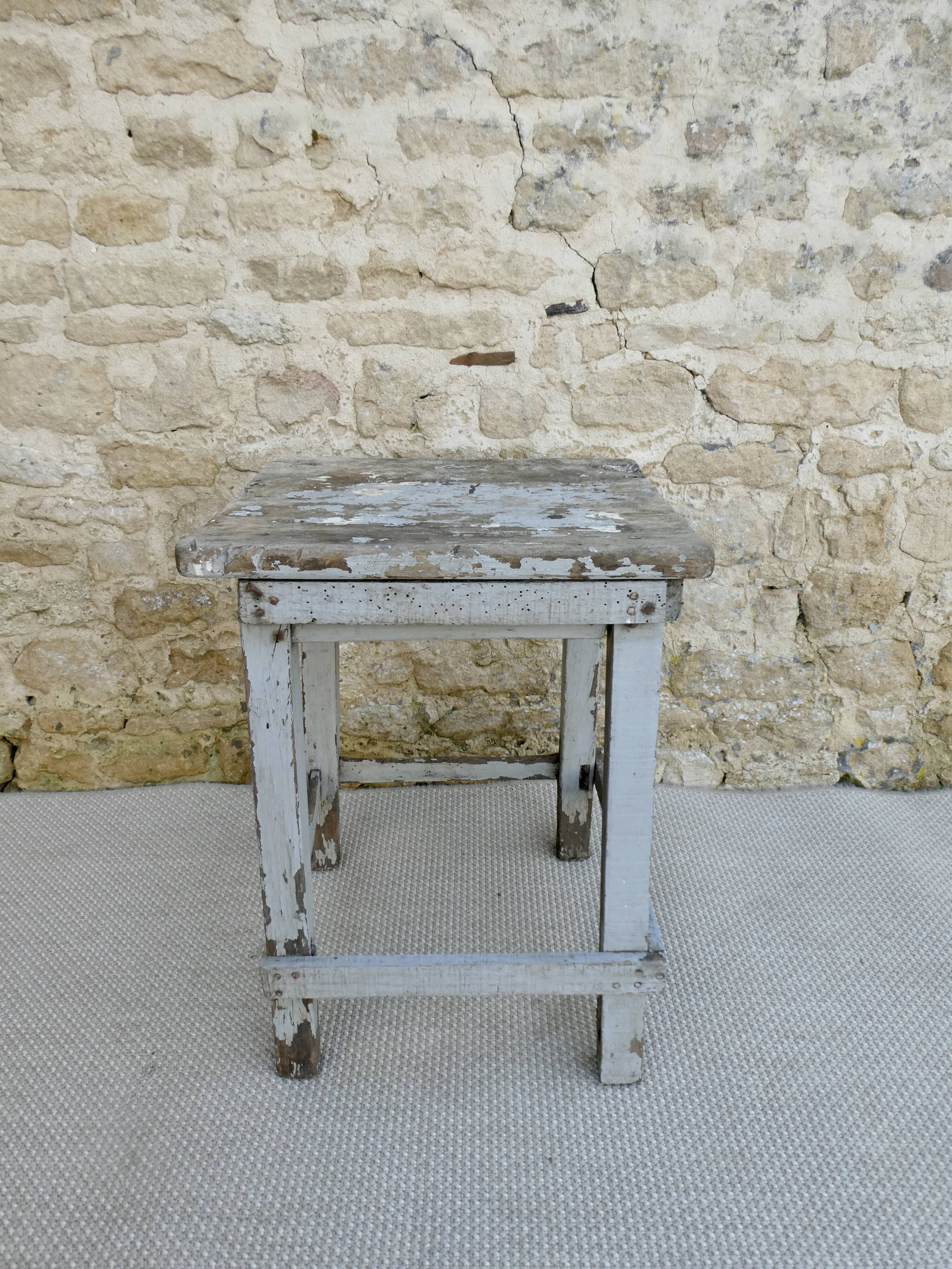 Wooden workshop stool, original color