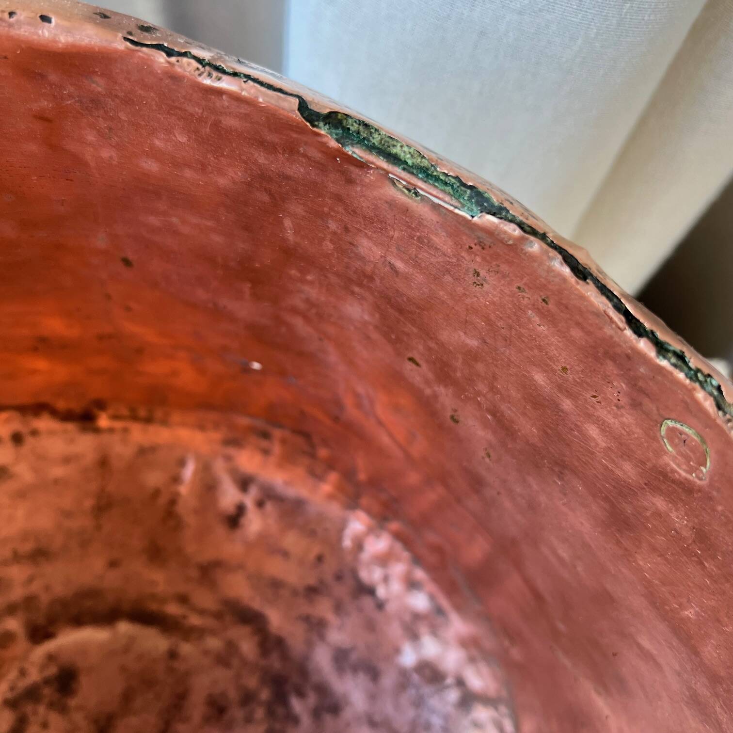 Large copper pot with handle
