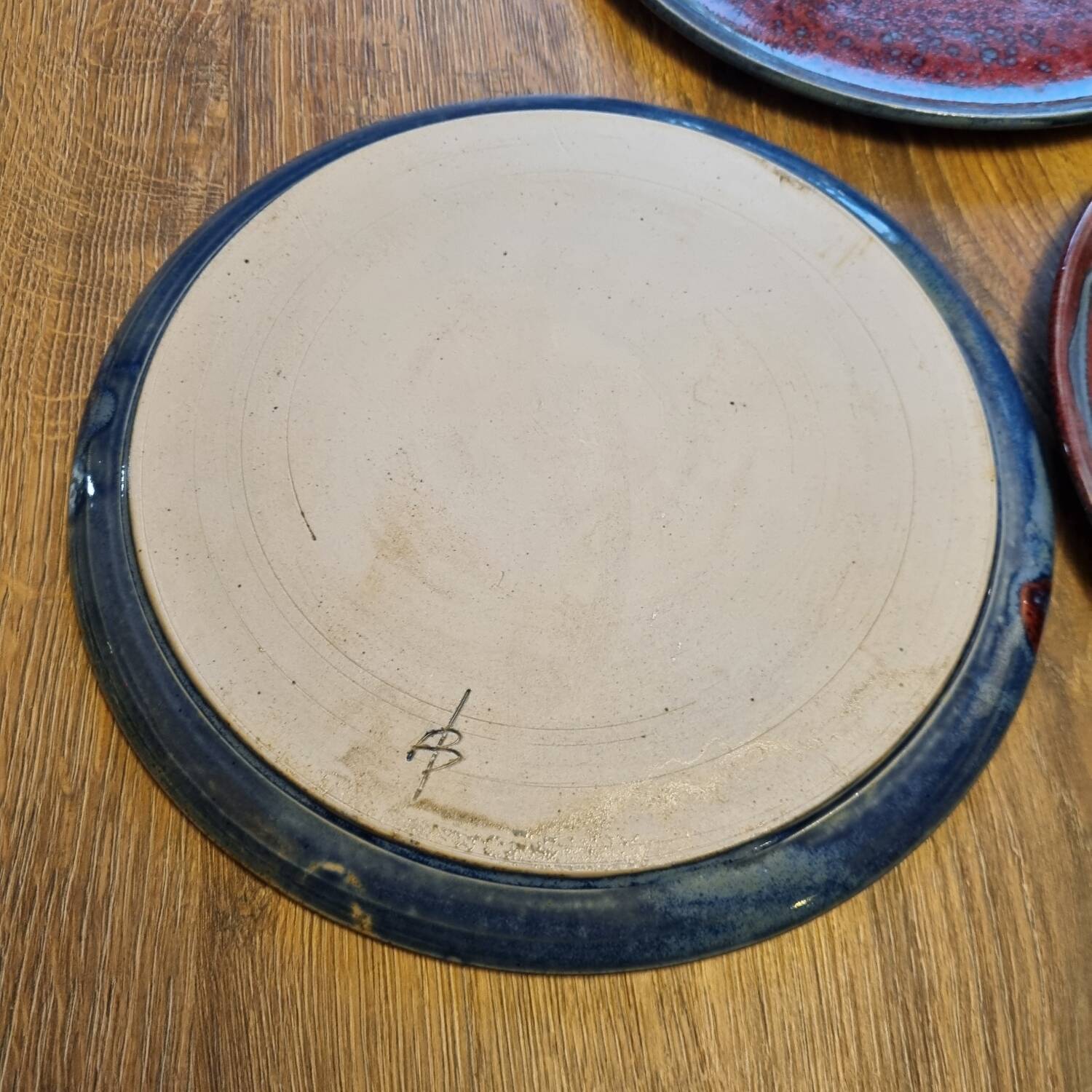 5 glazed stoneware plates, pottery from Brittany