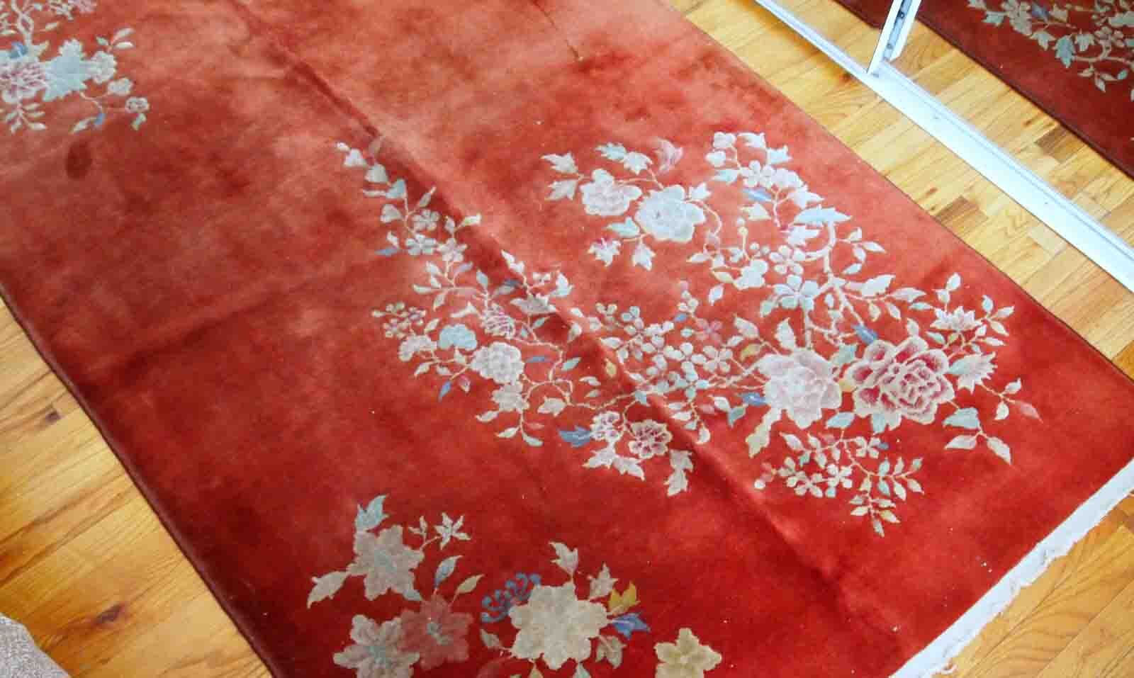 Antique Chinese carpet Art Deco handmade 125cm x 195cm 1920s