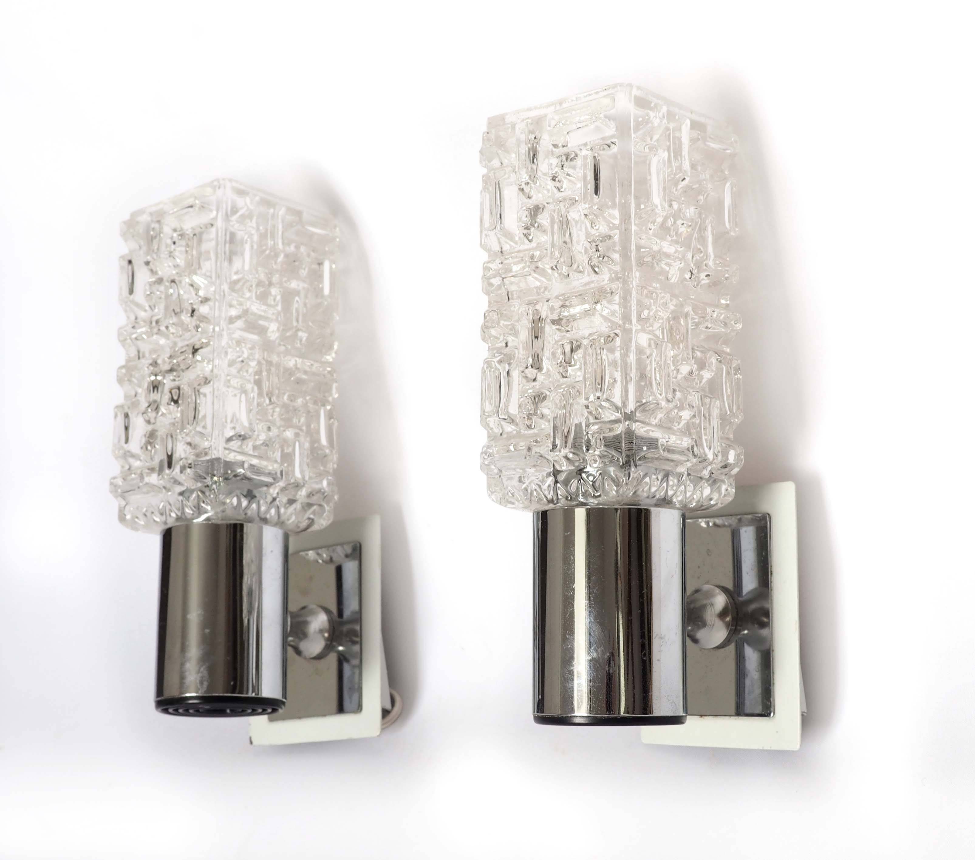 Pair of Targetti glass and chrome wall lights
