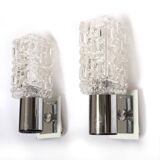 Pair of Targetti glass and chrome wall lights