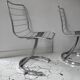Set of 4 vintage chairs, chromed metal, France 1970