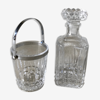 Whisky decanter and ice bucket