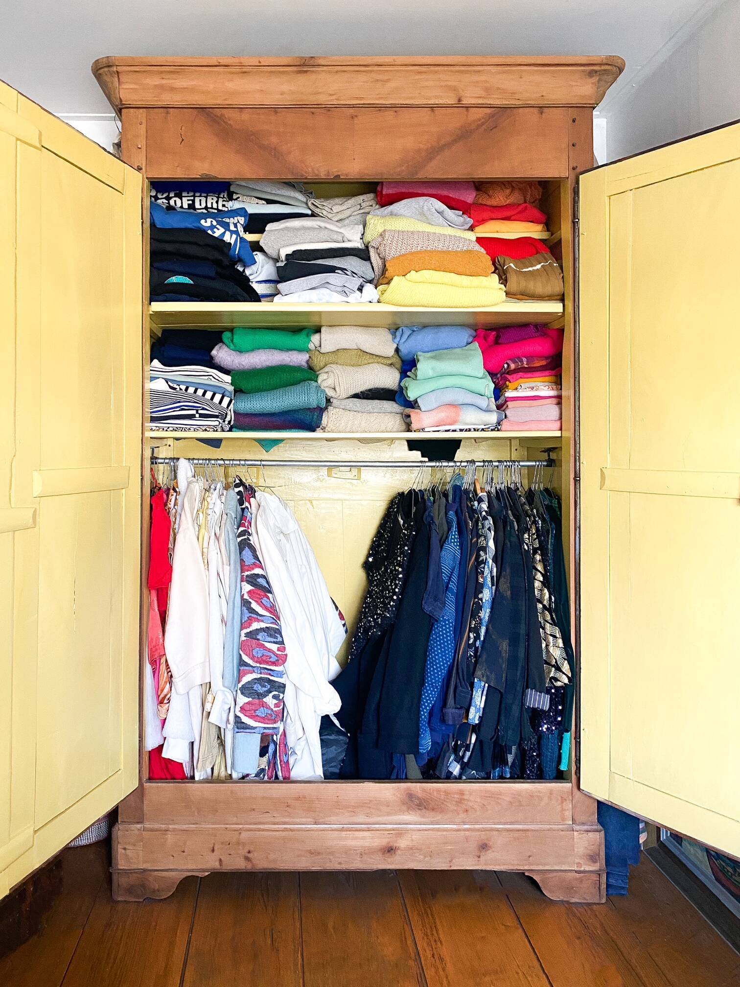 Large 19th C Antique French Louis Philippe Armoire or Wardrobe, Hand Sanded Cherrywood