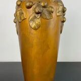 Art Nouveau vase in gilded ceramic and terracotta signed Desrousseaux France
