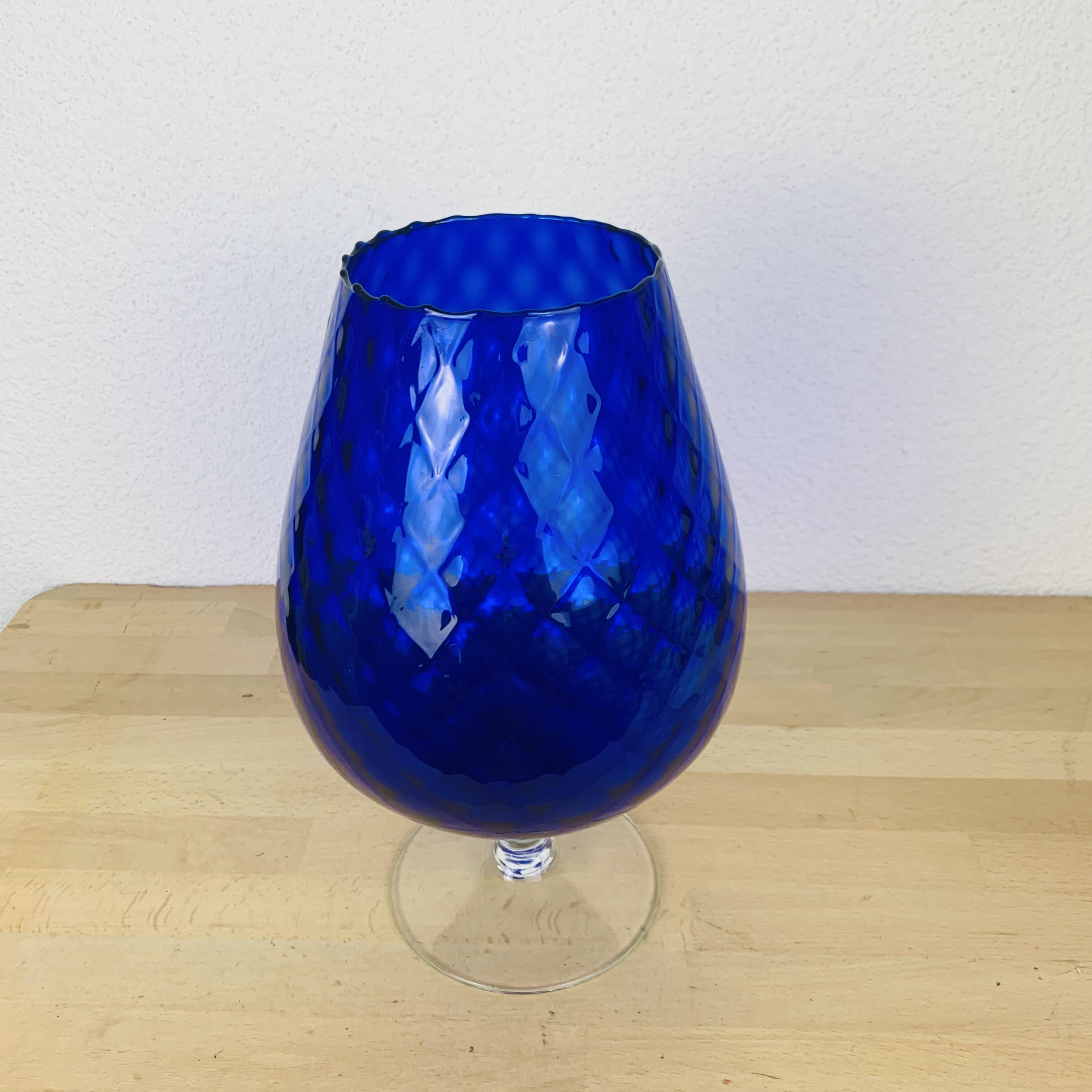 Italian Empoli vase blue glass 33 cm