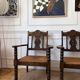 Paire de fauteuils rustiques bois et paille 