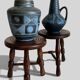 Mid-Century Chestnut Wood Stools Attributed to Charles Dudouyt, 1950s