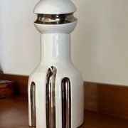 Decorative Ceramic Vase , white glazed, Scultptural Totem, 1970's Ceramic