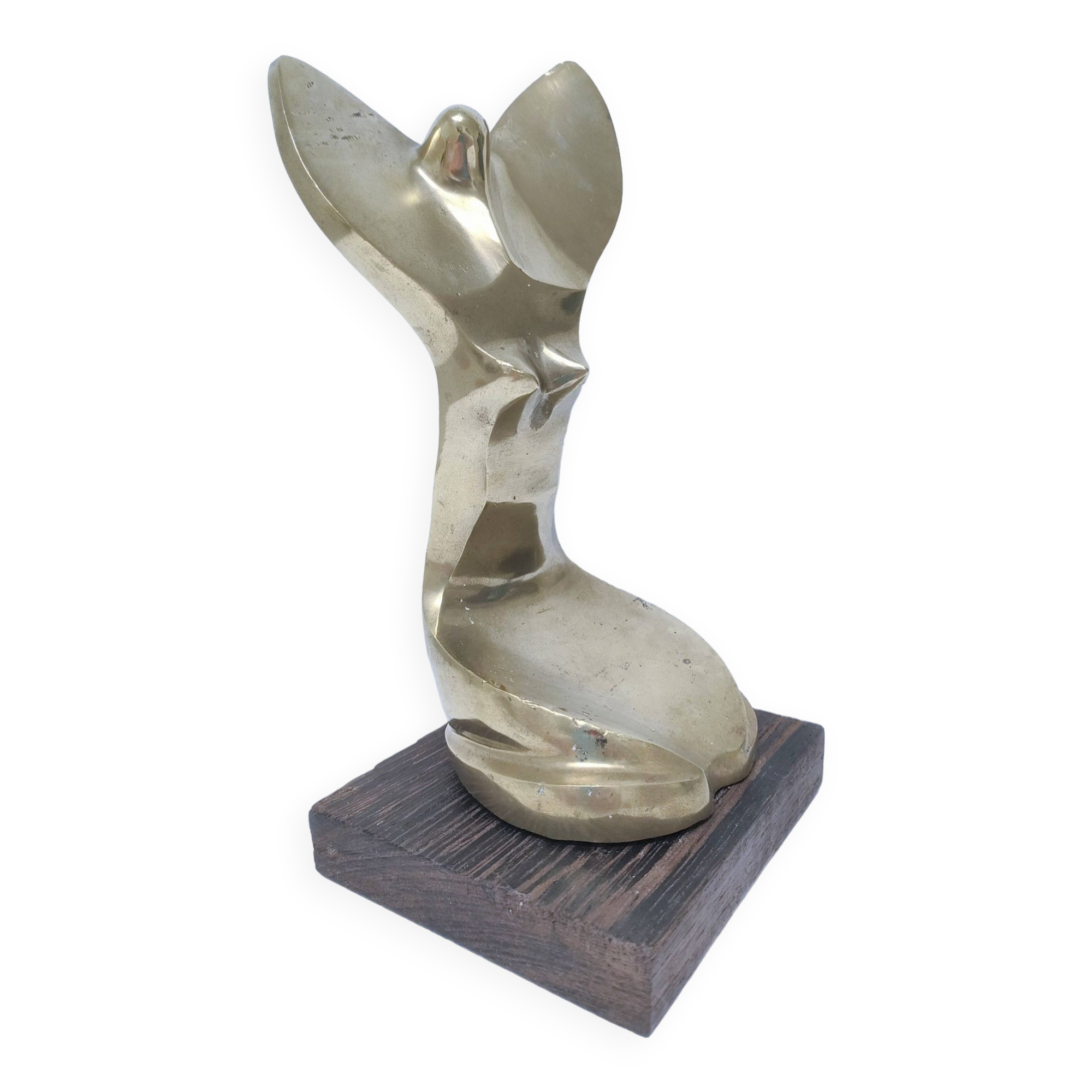Gilded bronze and sculptural wood paperweight