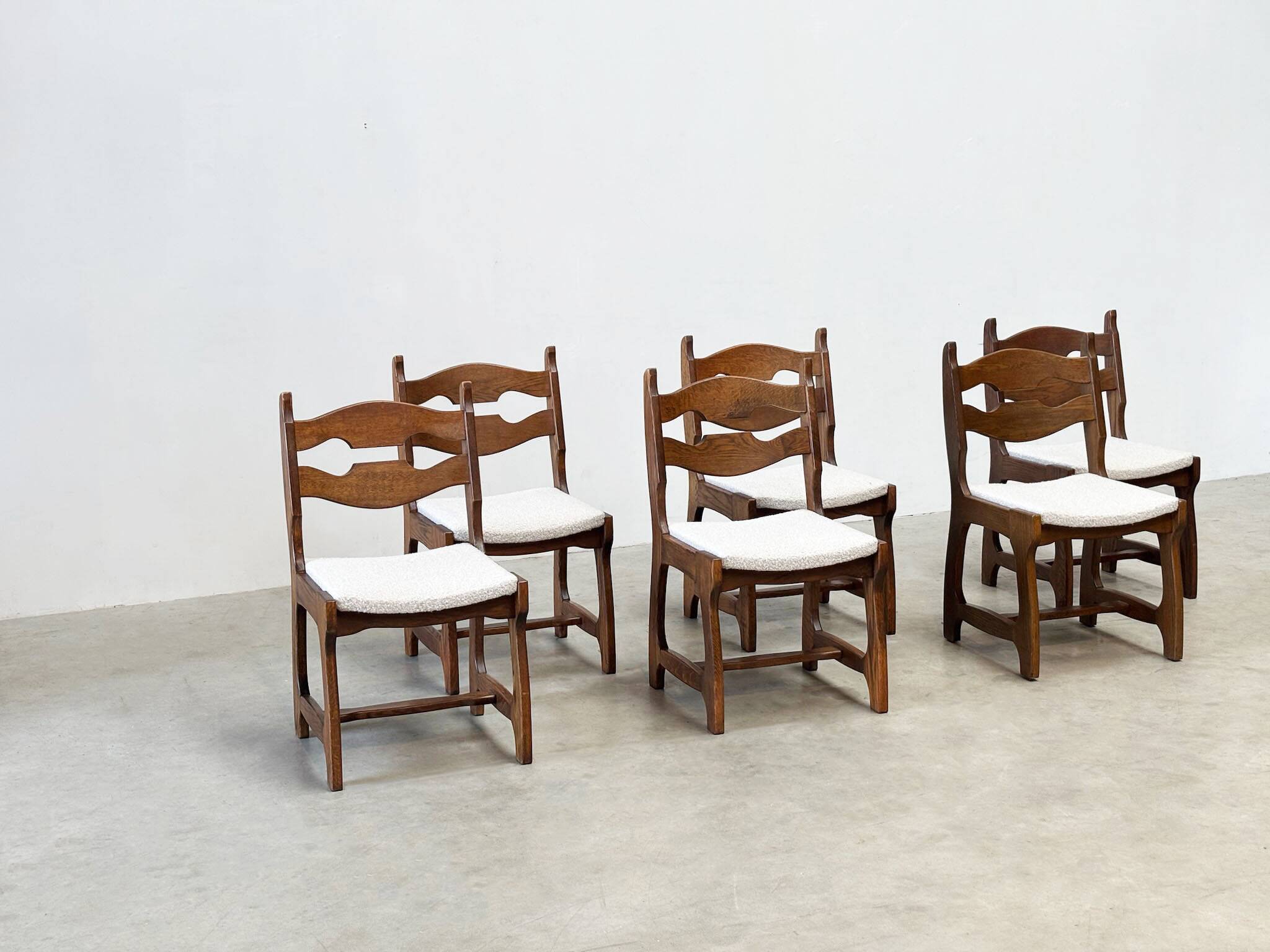 Set of six brutalist razorback dining chairs