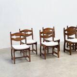 Set of six brutalist razorback dining chairs
