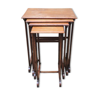 4 old nesting tables in solid wood