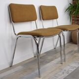 Suite of 6 chrome and tweed chairs 50