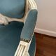 Blue velvet medallion armchair in Louis XVI style