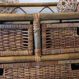 Commode vintage en rotin et osier