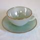 5 vintage Arcopal Harlequin teacups with saucers