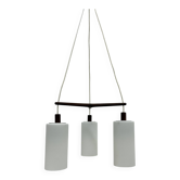 Suspension en teck et verre opalin de design des années 1970.