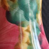 Vintage Floral Ceramic Vase - Large Barbotine Vase with Pink Flowers