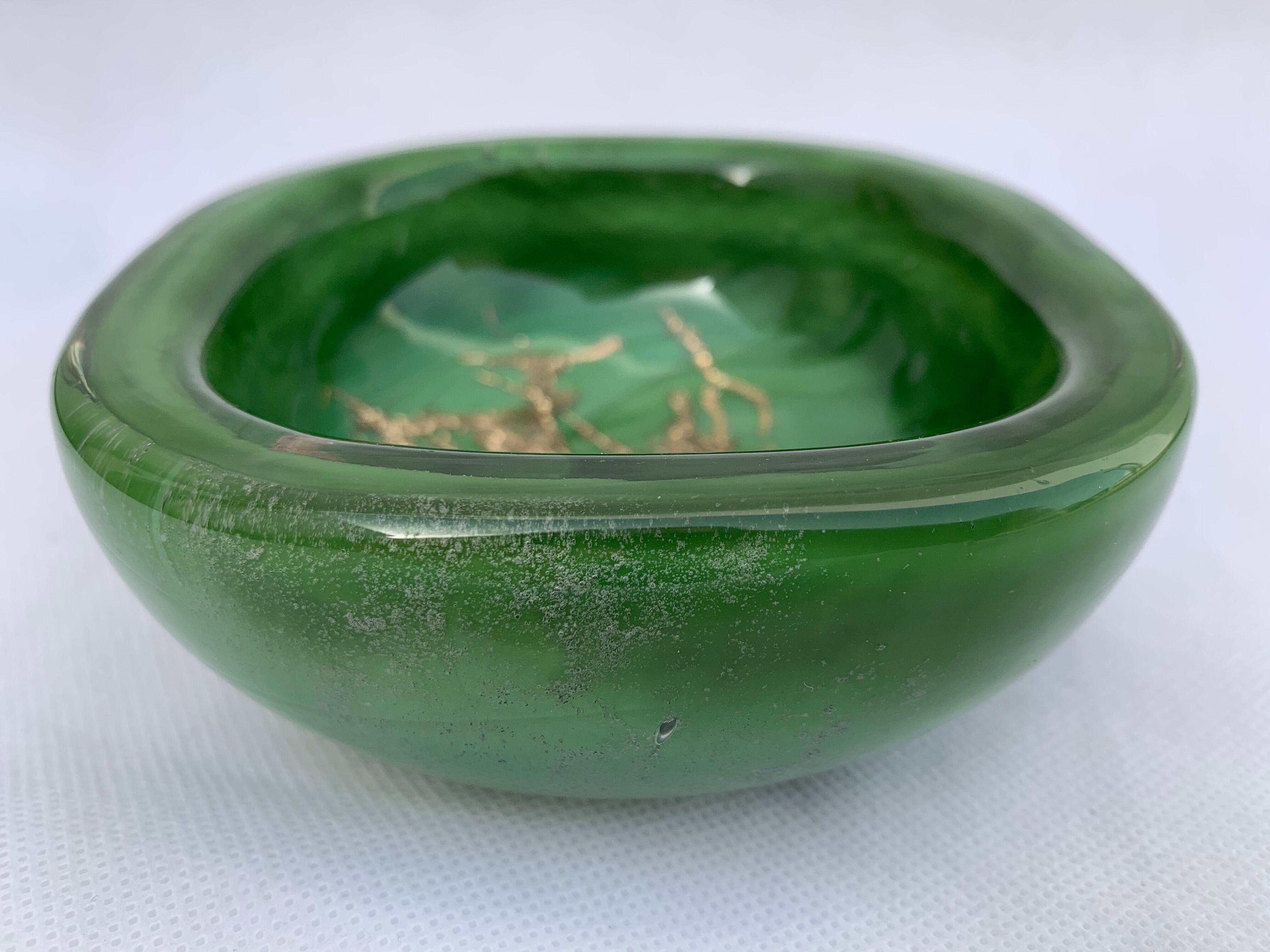 Venini green glass ashtray  Italy Toni Zuccheri Murano Giade 1960
