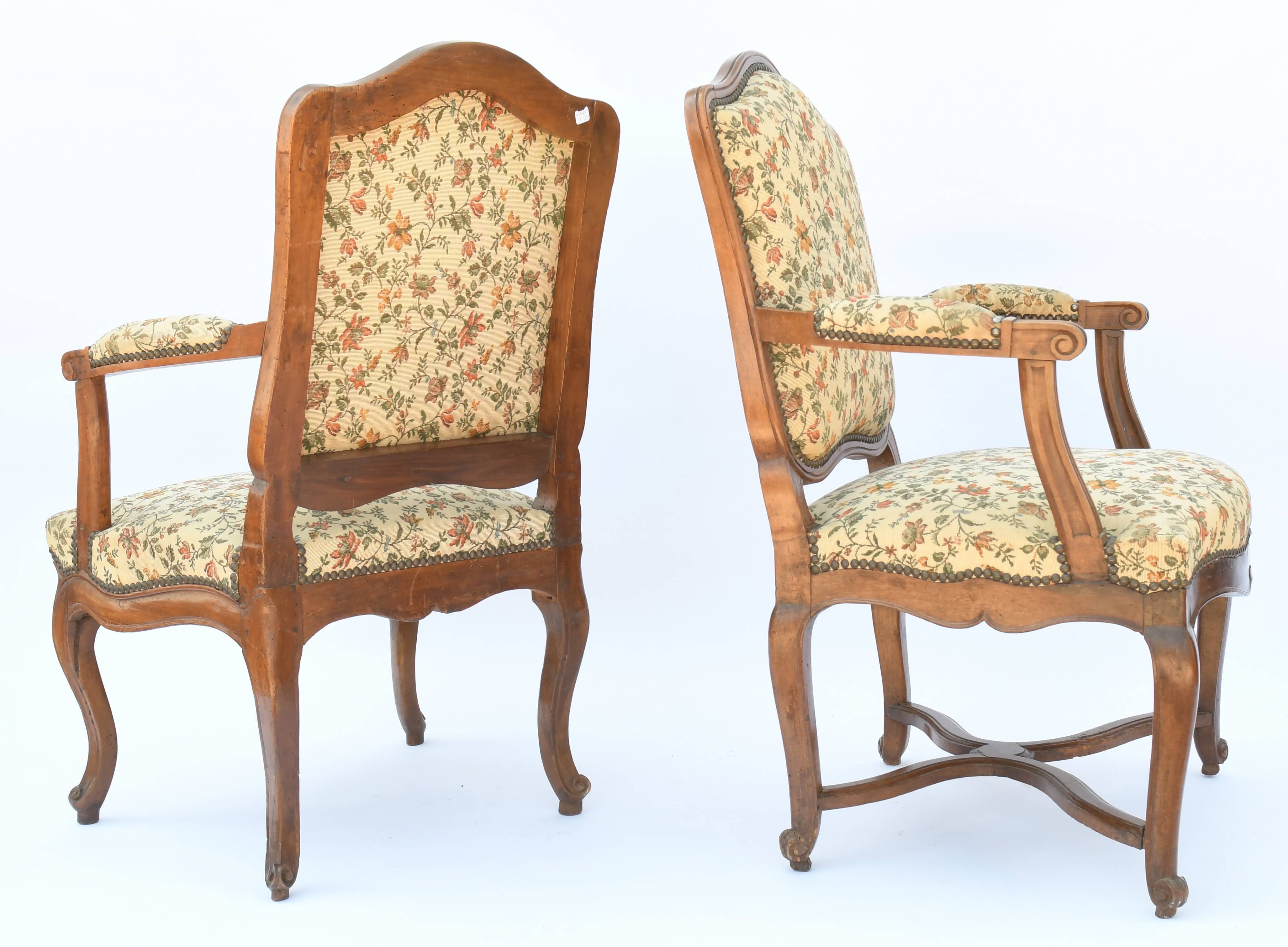 Pair of Louis XV style armchairs