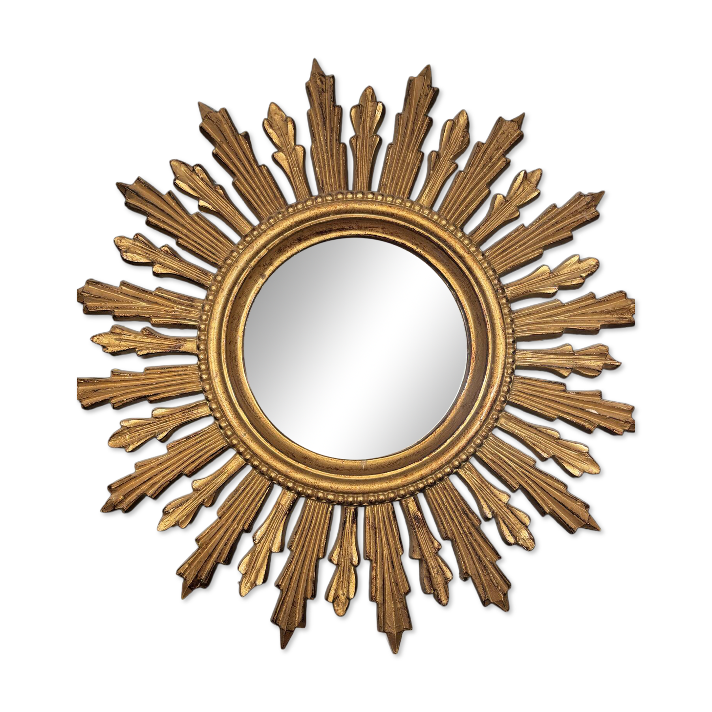 Vintage sun mirror in gilded wood – 50 cm